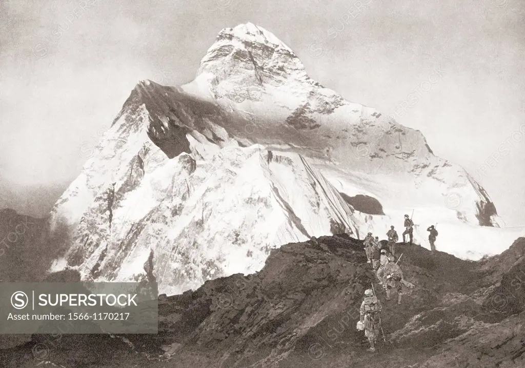 The Abruzzi Spur on the K2 mountain  From The Year 1910 Illustrated