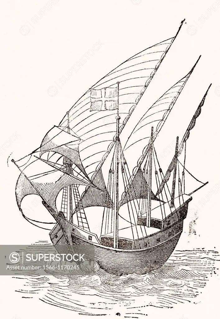 A 15th century Caravel  From El Museo Popular published Madrid, 1889
