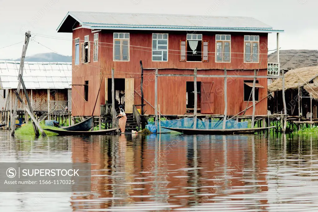 Houses in the middle of Inle lake