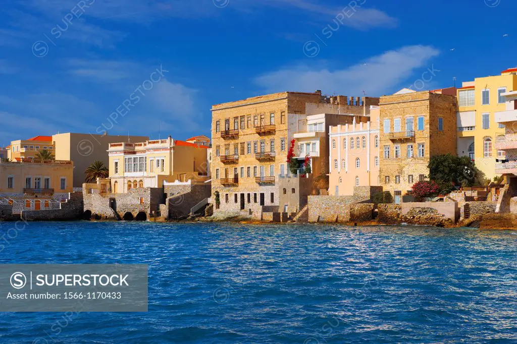 Bay and buildings of Ermoupolis, Syros  S  , Greek Cyclades Islands