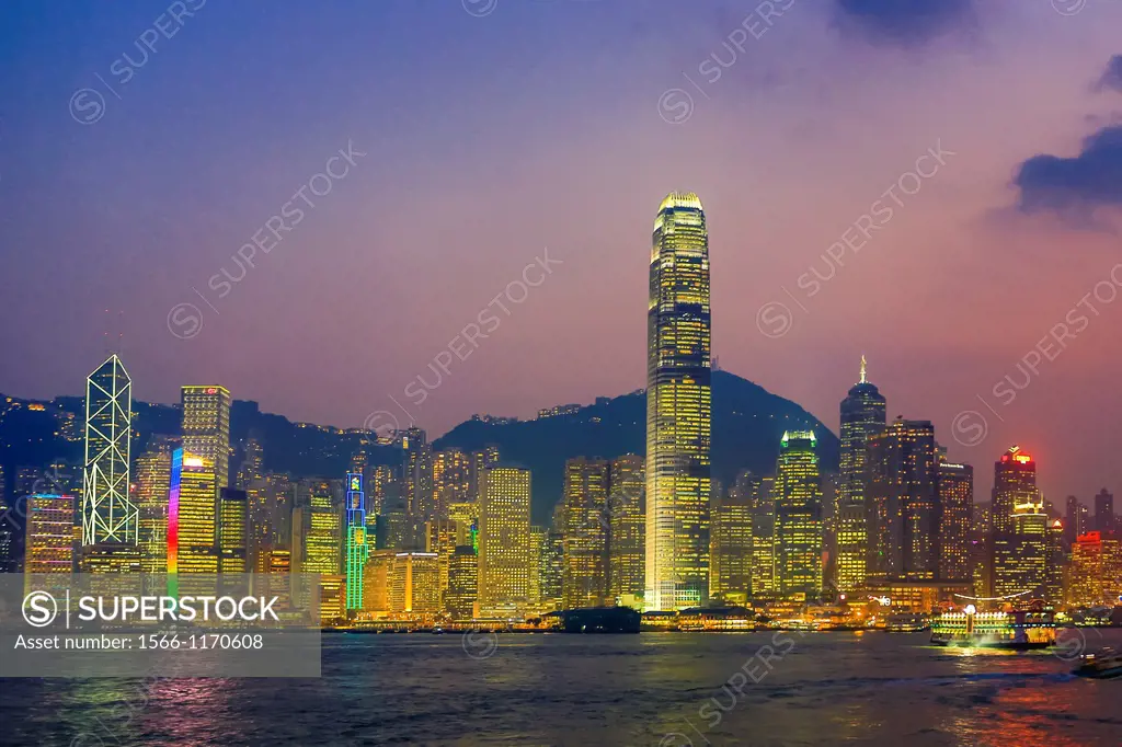 Hong Kong City, Sunset , Hong Kong Island , Financial Center Bldg