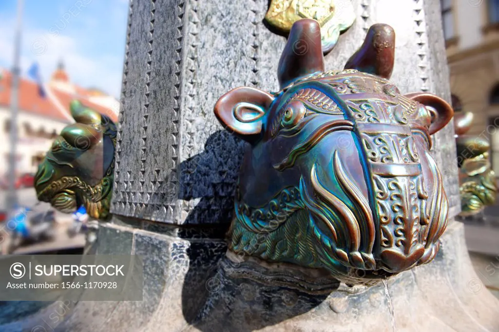 Zolnay Bull´s head fountain, Pecs  Pécs  - European Cultural City of The Year 2010 , Hungary