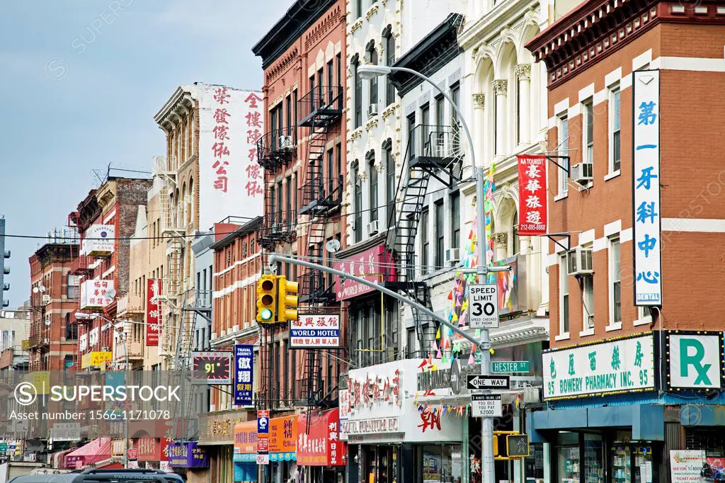 Bowery street, Chinatown, Manhattan, New York City  USA.