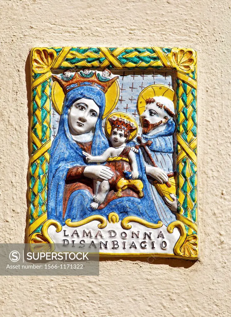 Hand Painted Tile of the Baby Jesus & Mary