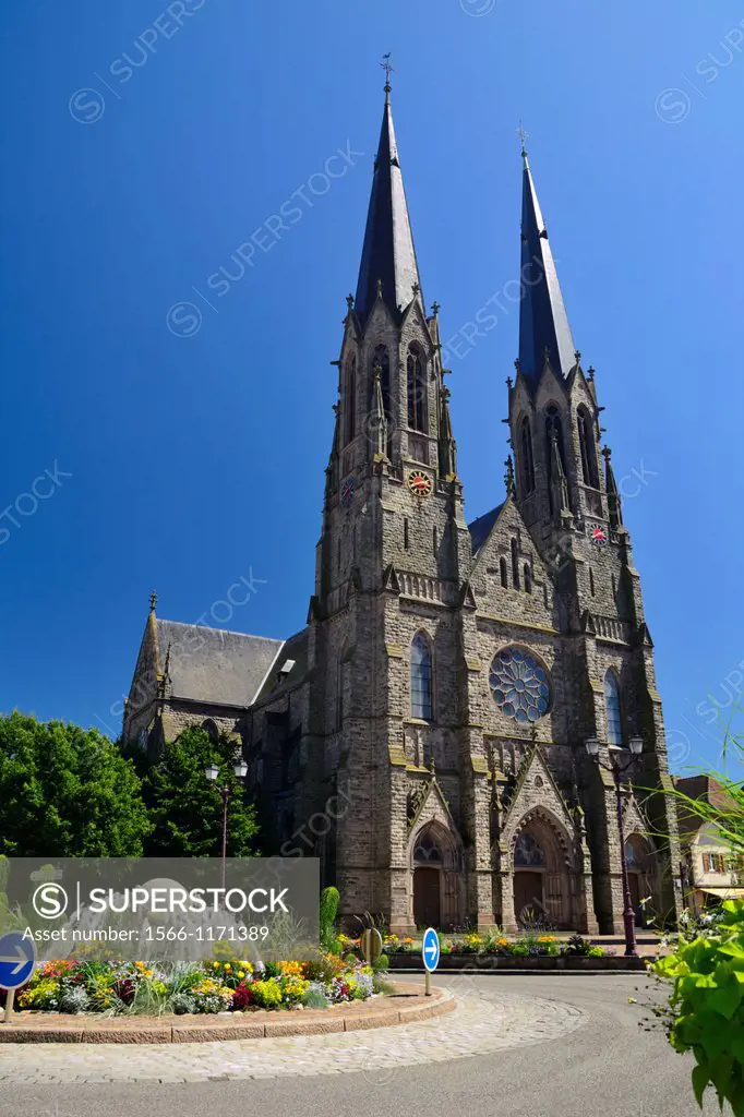 Neo-gothic church St Martin, Sarralbe, Moselle, Lorraine, France