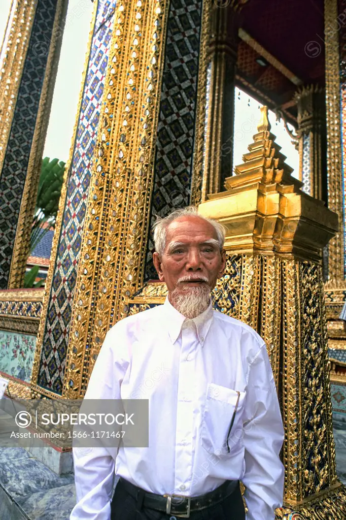 Wise Old Man at Emerald Buddha Grand Palace in Bangkok, Thailand