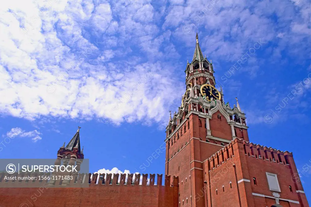 Famous Kremlin Towers and Walls at Red Square in Moscow Russia