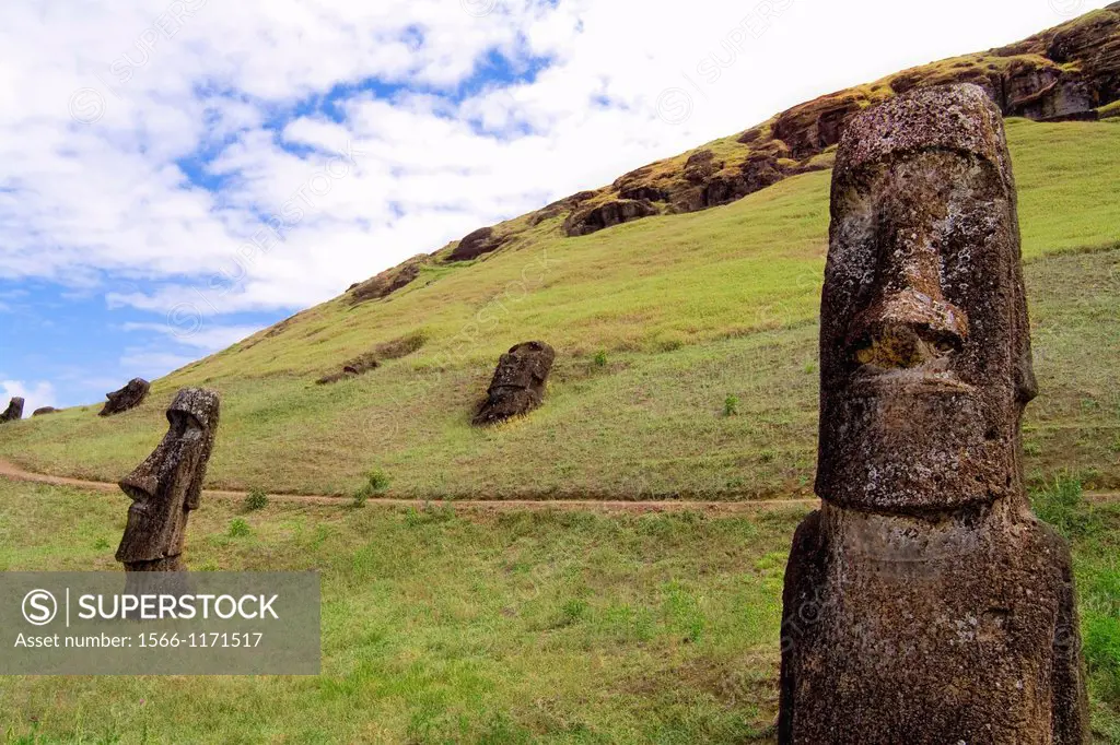 Rano Raraku Statues Easter Island during Tapati Festival Rapa Nui