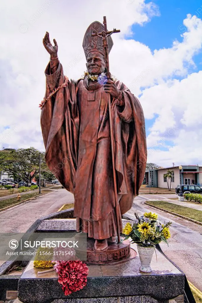 Statue dedicated to Pope John Paul when Visted in 1981 in Hagatna City Guam USA