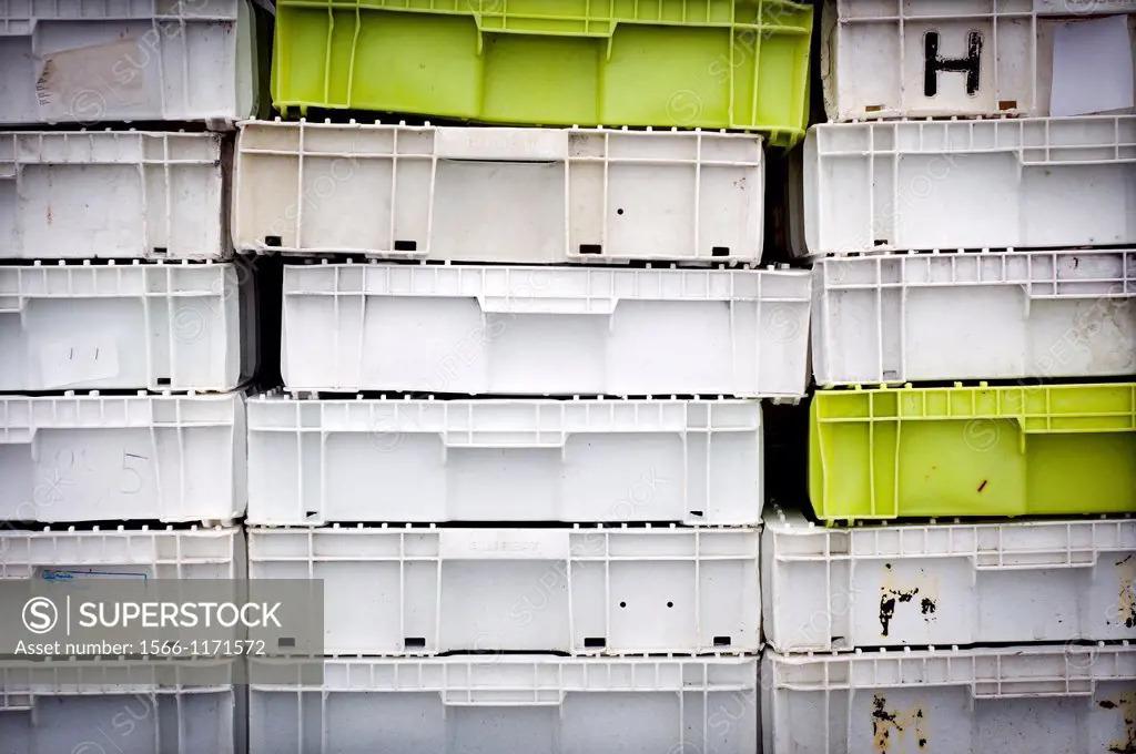 Plastic boxes stored