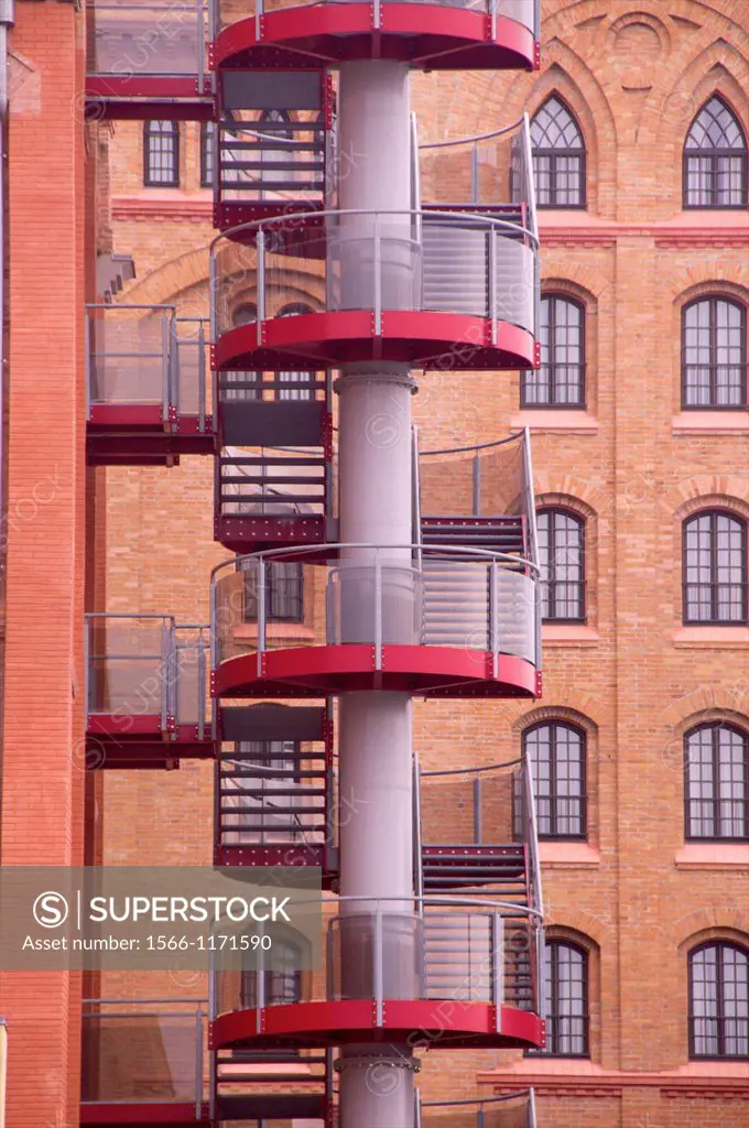 industrial spiral staircase on Giudecca island, Venice, Italy