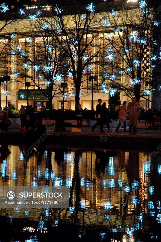 New York City, Christmas decorations at the Lincoln Center