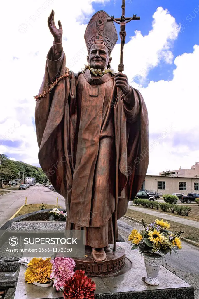 Statue dedicated to Pope John Paul when Visted in 1981 in Hagatna City Guam USA