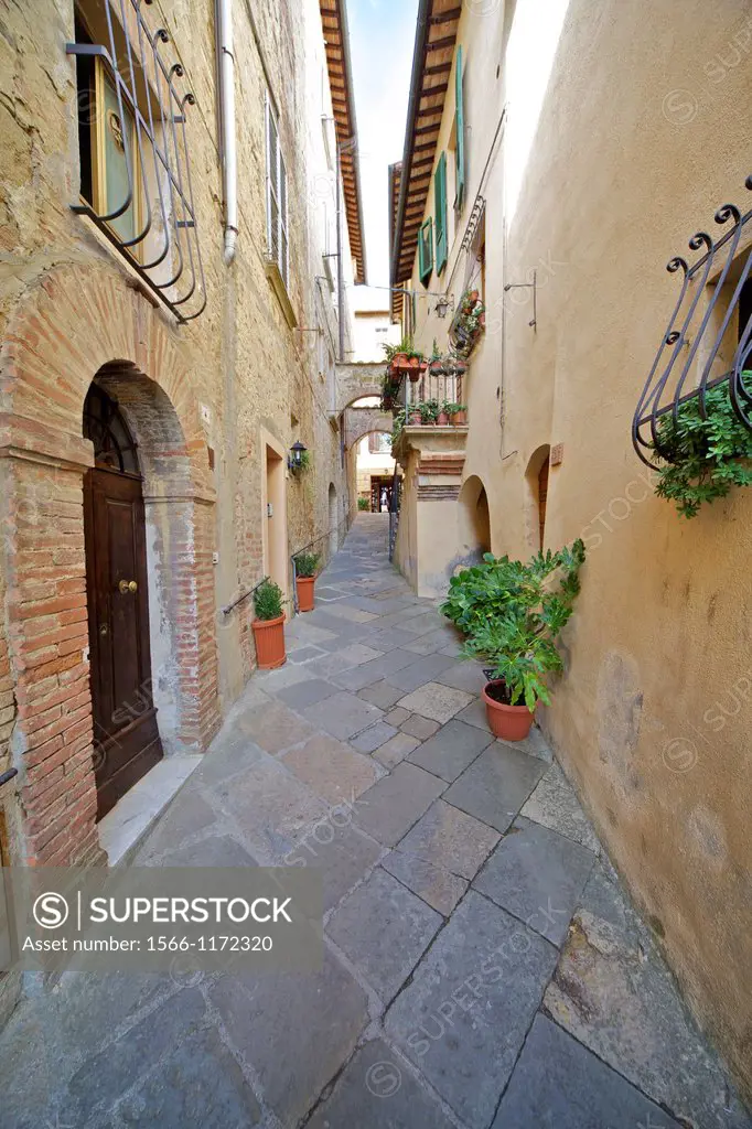 Narrow Hidden Cobblestone Alley of Tuscany