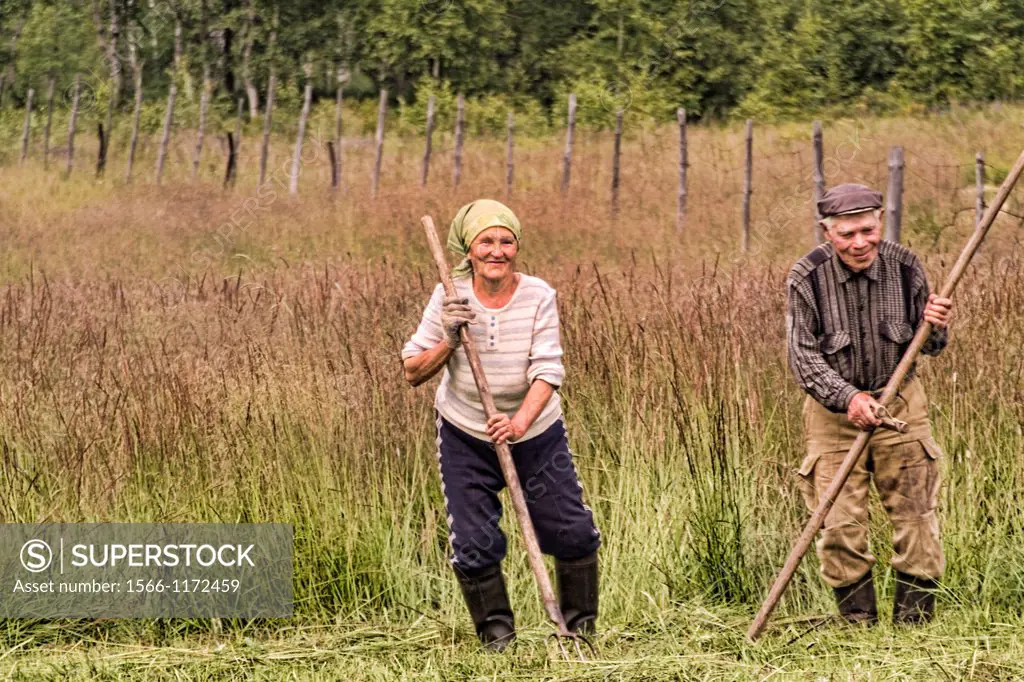 Older Farming Couple in Listvyanka near Lake Baikal Siberia Russia