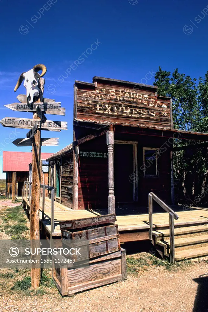 Scenic of old 1880s ghost town in Murdo South Dakota used in many movies