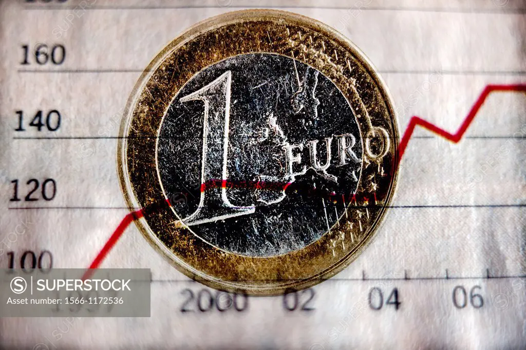 Gráfico con un euro, mercado de valores, Graphic with euro, Stock Market,