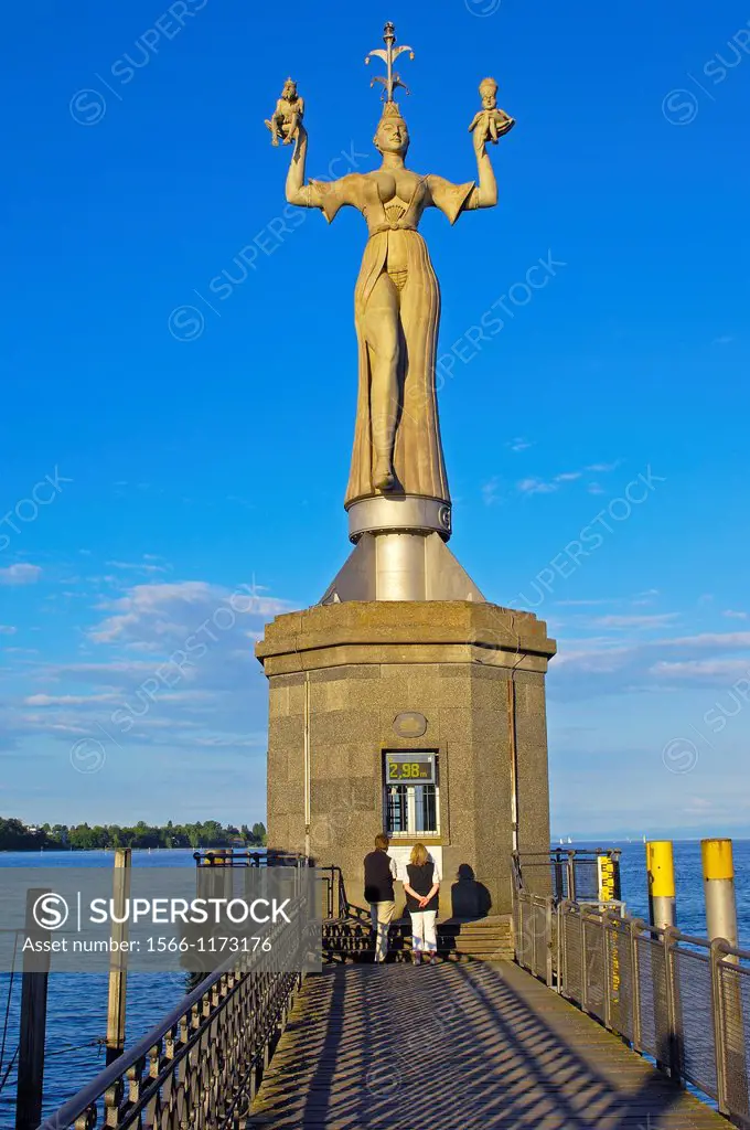 Konstanz, Constance, Imperia statue, Constance Harbor, Bodensee, Lake constance, Baden-Wuerttemberg, Germany, Europe.