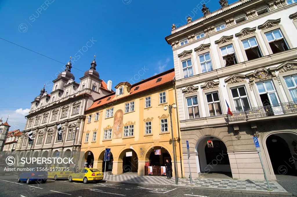 Beautiful buildings in the Mala Strana area in Prague
