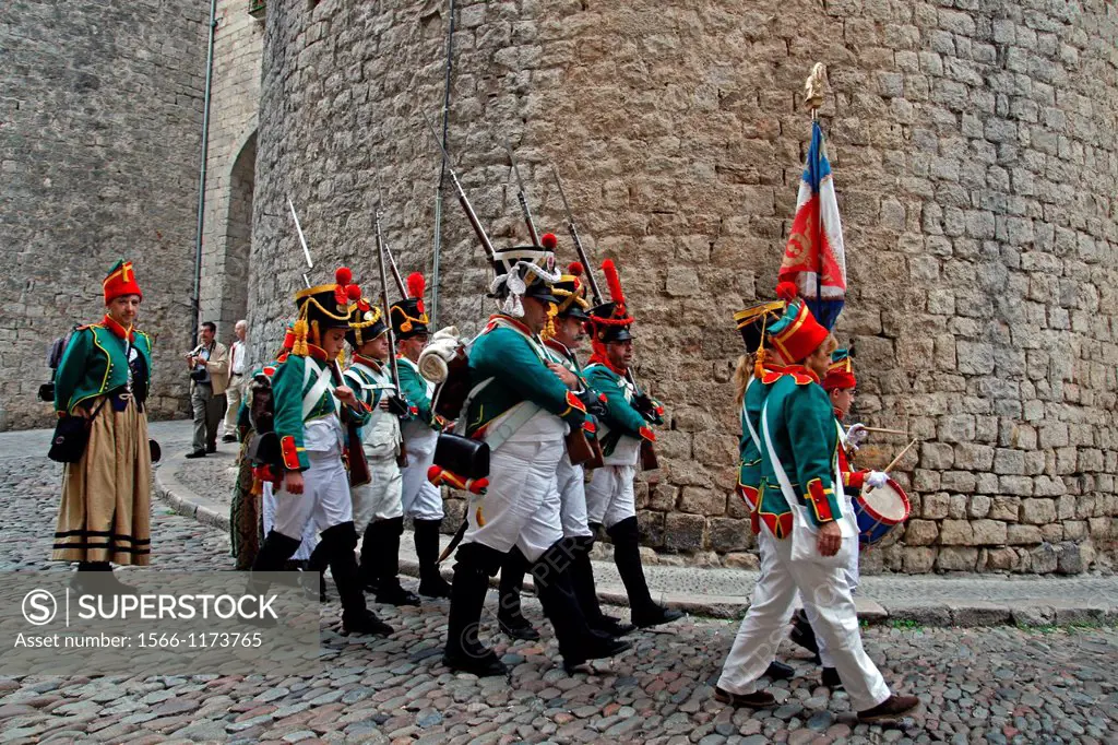 soldiers, historical representation, Festes Napoleonicas´12, Girona, Catalonia, Spain