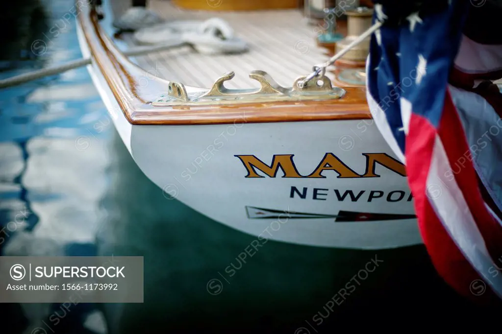 Popa del barco velero Manitou, Newport, America, 1937, Stern of sailing ship Manitou, Newport, America, 1937,