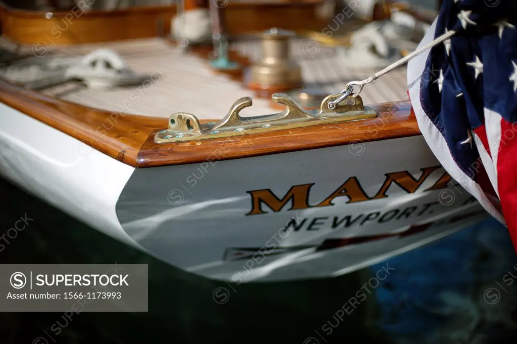 Popa del barco velero Manitou, Newport, America, 1937, Stern of sailing ship Manitou, Newport, America, 1937,