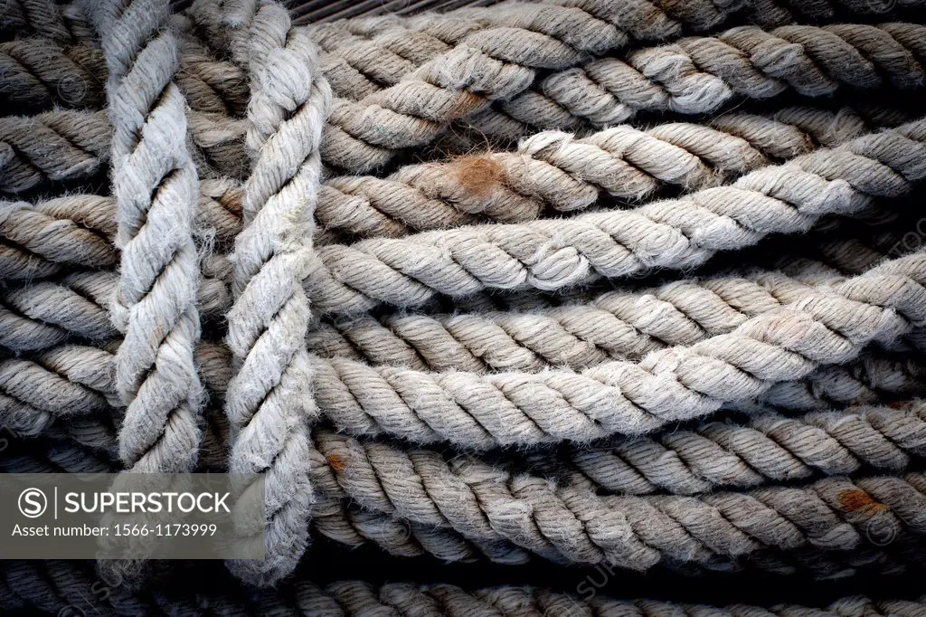 Ropes on vintage yacht deck