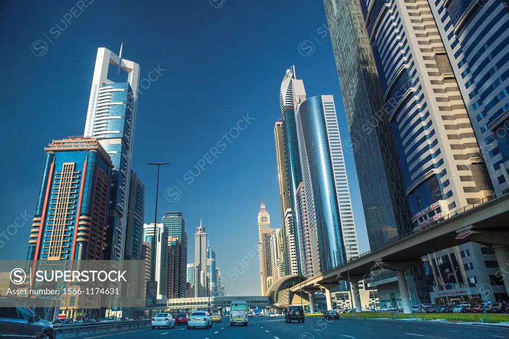 United Arab Emirates UAE , Dubai City ,Sheikh Zayed Avenue