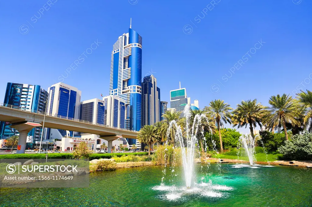 United Arab Emirates UAE , Dubai City ,buildings along Sheikh Zayed Road