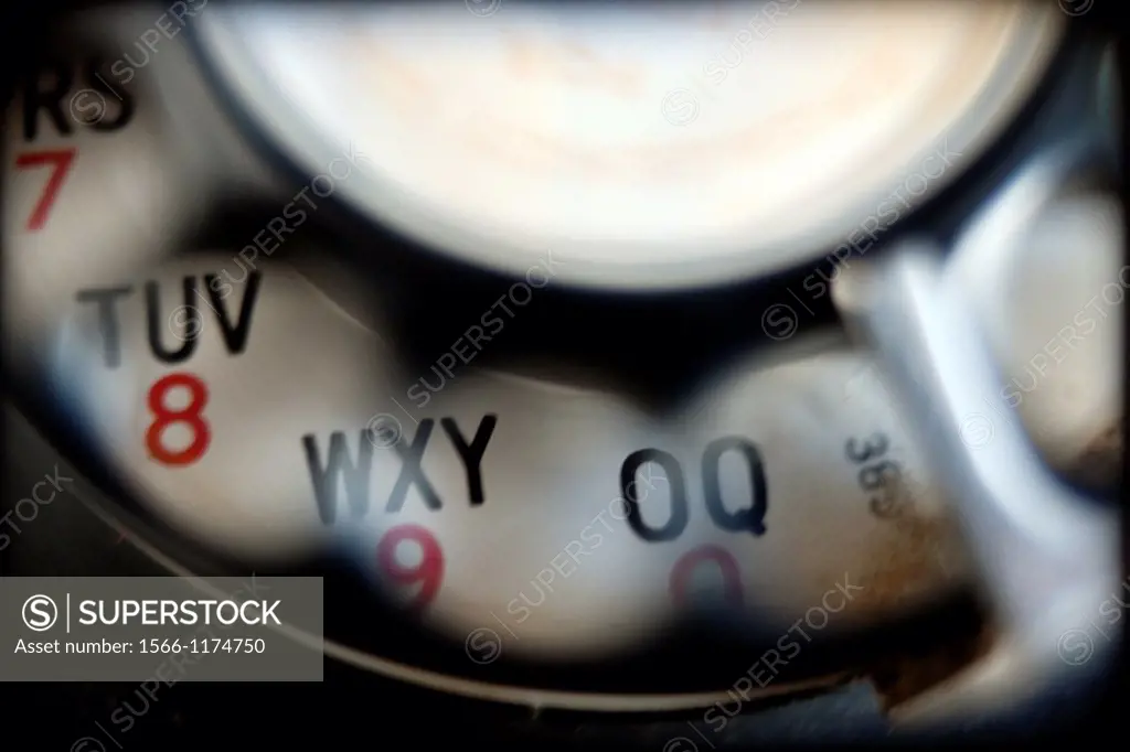 closeup of vintage telephone dial,
