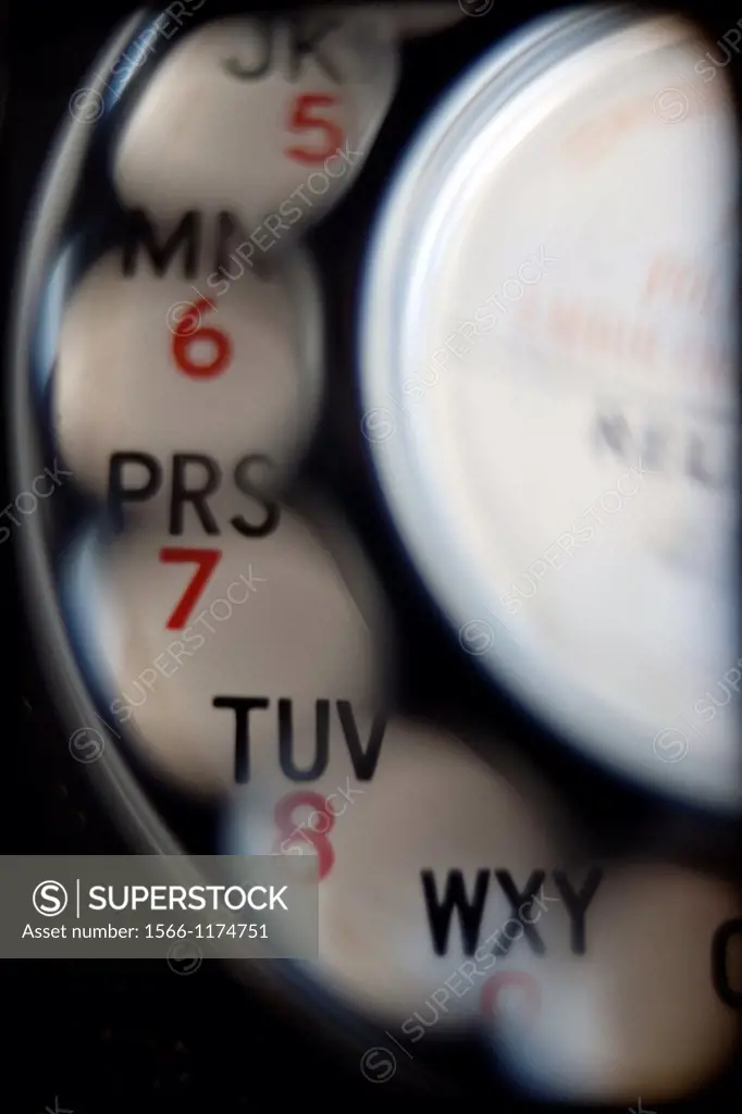 closeup of vintage telephone dial,