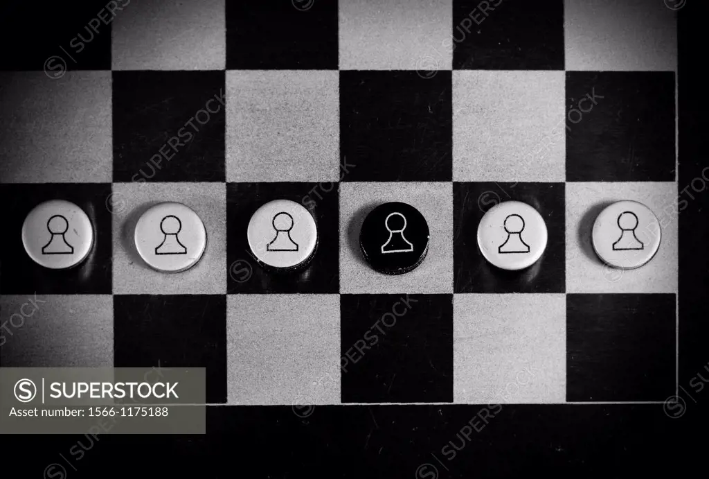 Chess detail in black and white.