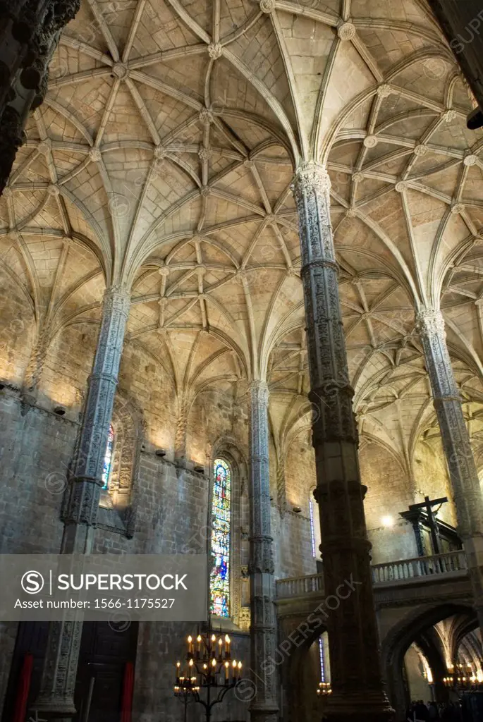 interior of the Church of Santa Maria, Jeronimos Monastery, lisbon, portugal, europe