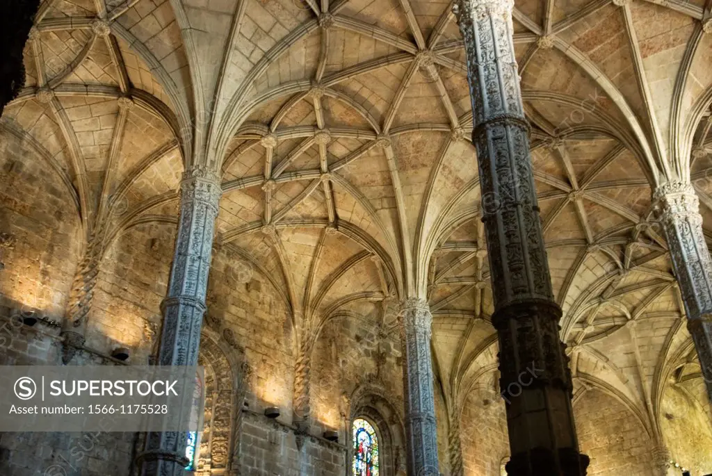 interior of the Church of Santa Maria, Jeronimos Monastery, lisbon, portugal, europe