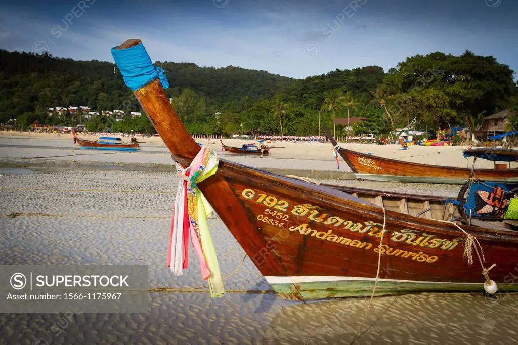 Longtail boat on Ton Sai village  Phi Phi Don island  Krabi province, Andaman Sea, Thailand