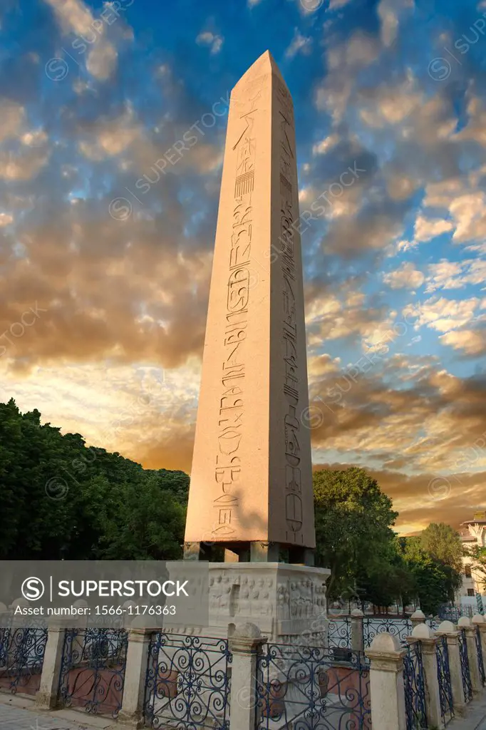 The base of the Egyptian Obelisk of Thutmosis III, Dikilitas a centre piece of the Roman Hippadrome, showing Roman Emperor Theodosius offering a laure...