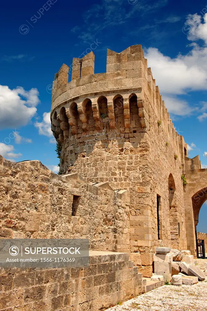 Fortifications of the 14th century medieval palace of the Grand Master of the Kinights of St John, Rhodes, Greece  UNESCO World Heritage Site