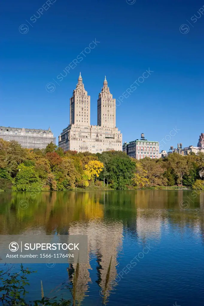 San Remo´s twin towers, autumn in Central Park, New York, USA