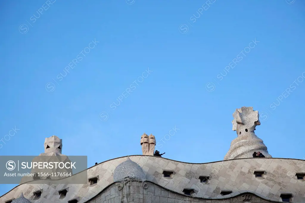 Roof of La Pedrera, built by architect Antoni Gaudi, Barcelona