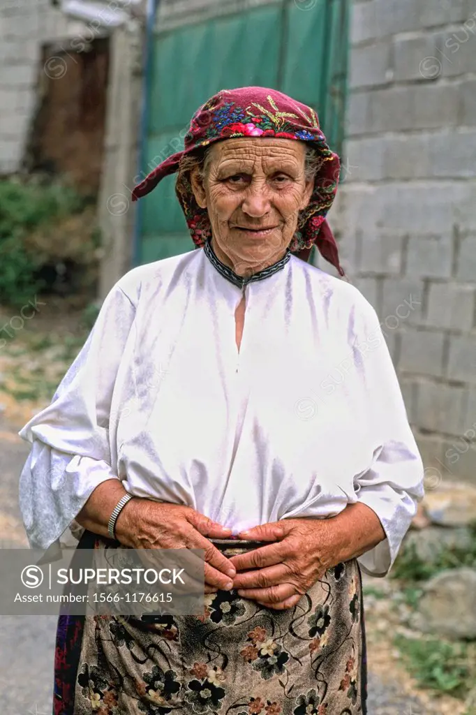 Woman in colorful clothes in Albania near Tirana