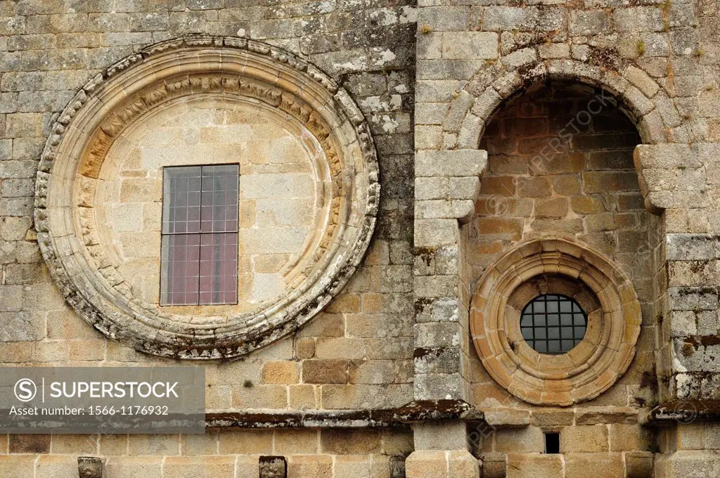 Main facade of the Santa Maria de San Clodio church  Leiro, Ourense, Galicia, Spain