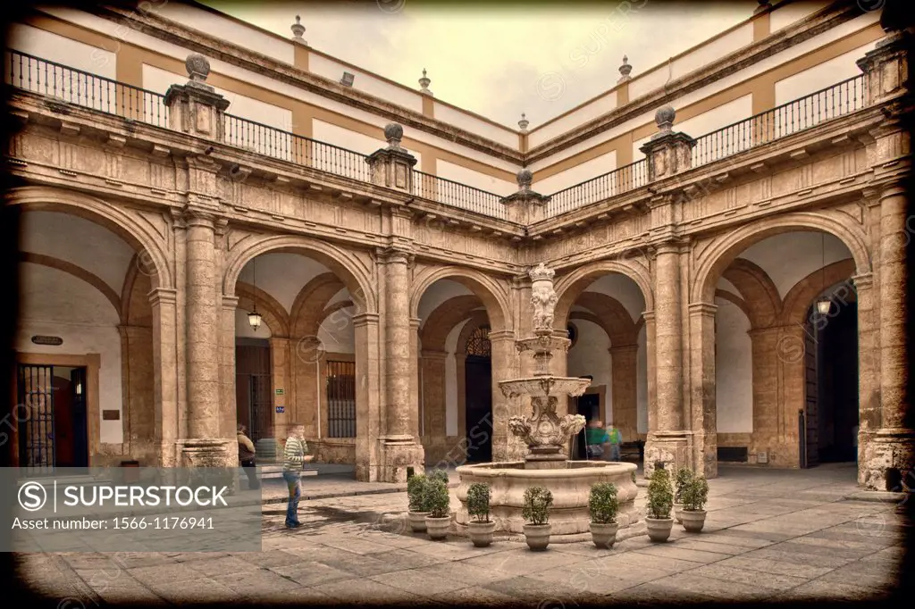 Courtyard, University of Seville former Royal Tobacco Factory, Seville, Spain