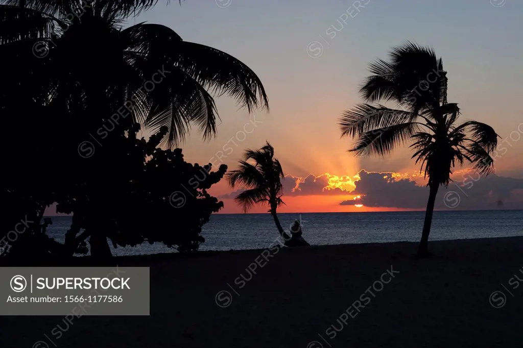 Sunset in playa Ancon, Cuba