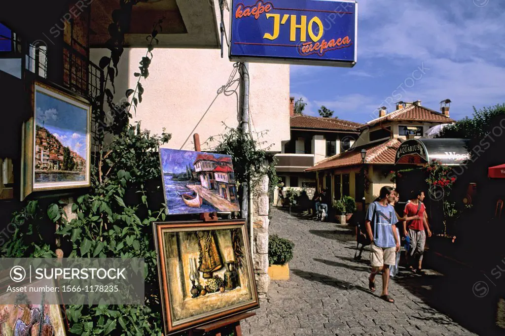 Paintings and shops in Ohrid Macedonia