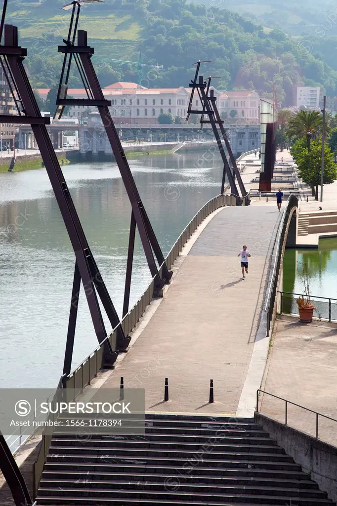 Uribitarte Bridge, Euskalduna building, Bilbo-Bilbao, Biscay, Basque Country, Spain.