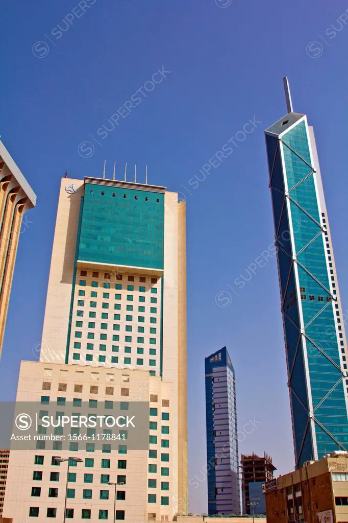 Modern Hotel and Skyscraper,Street view in Kuwait city