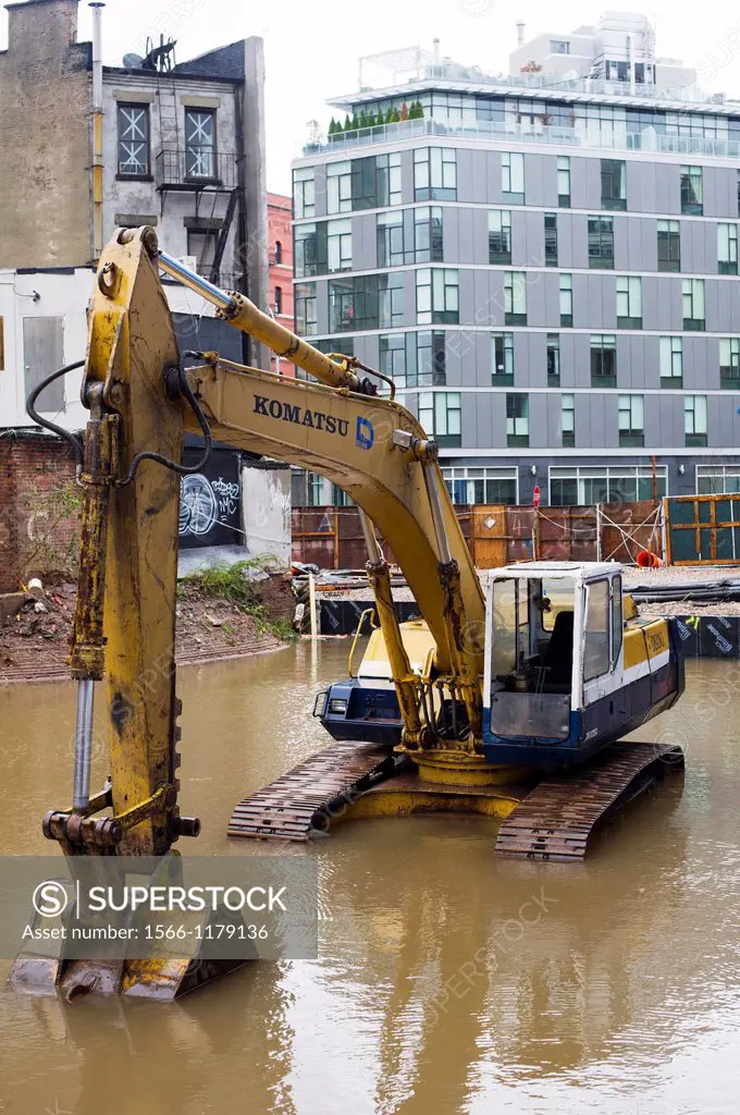A flooded construction site in the New York neighborhood of Hudson Square from flooding from Hurricane Sandy Hurricane Sandy roared into New York disr...