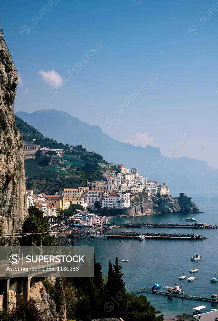 Panoramic view of Amalfi from a high angle
