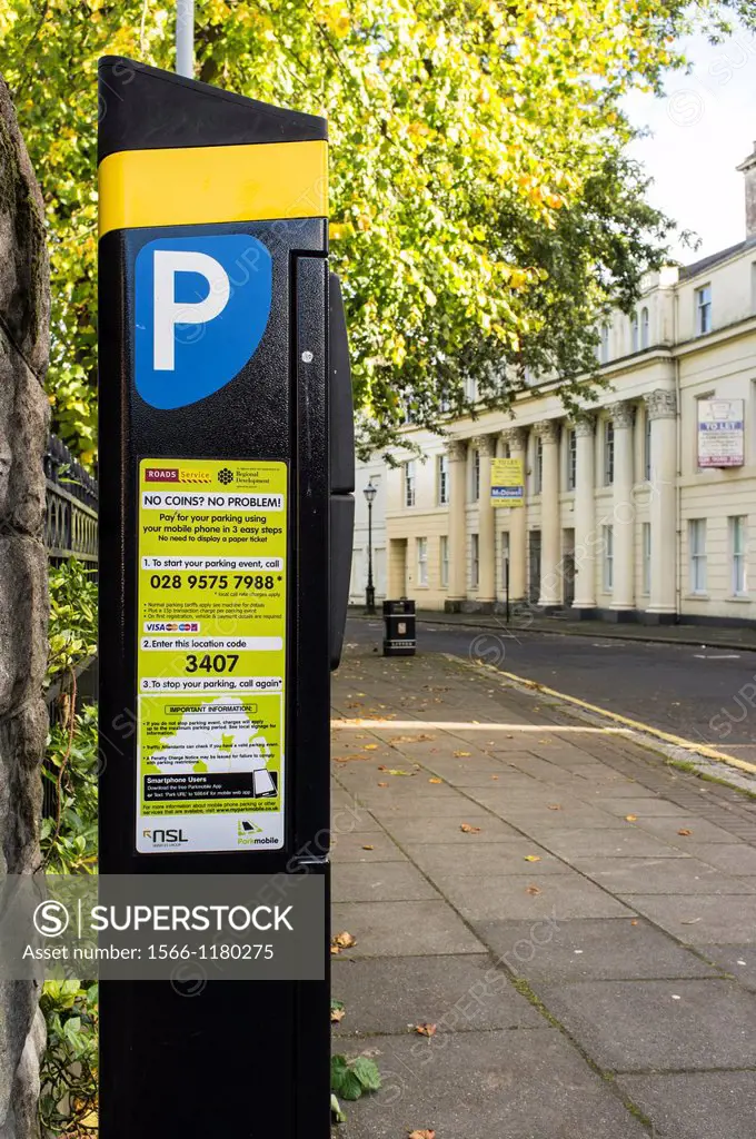 Parking machine, Upper Crescent, Belfast, Northern Ireland  Parking machine that enables you to pay with cash, over the telephone, or by using a smart...