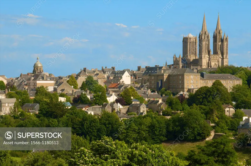 Notre Dame cathedral 14th c  in background, Coutances, Cotentin, Normandy, France